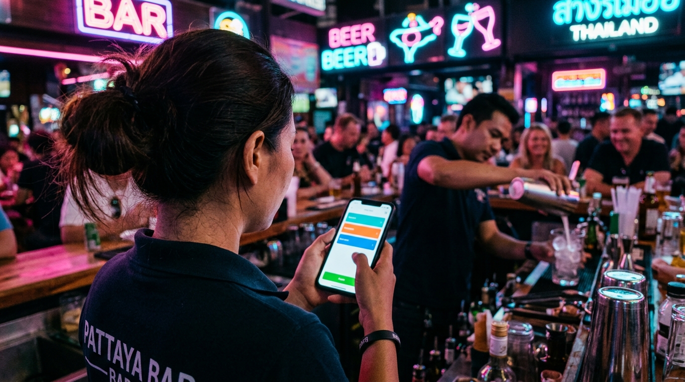 Running the bar from a phone behind the counter